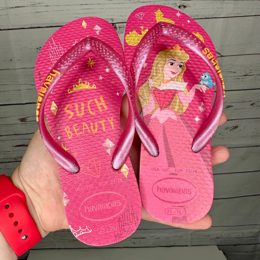 Haviana Sleeping Beauty Pink Flip Flops Child Size 10